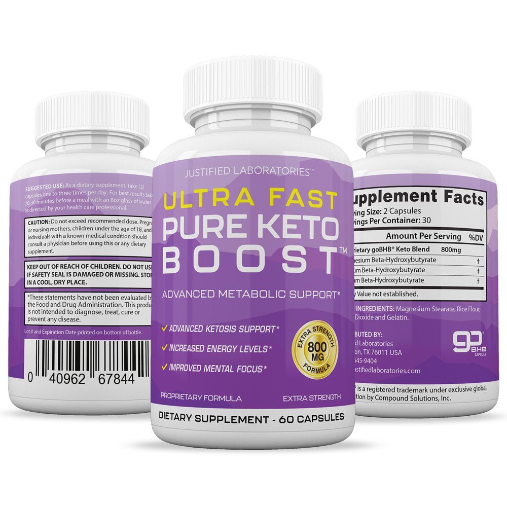 Ultra Fast Pure Keto Boost Pills Advanced BHB Ketogenic Supplement Exogenous Ketones Ketosis Support for Men Women 60 Capsules