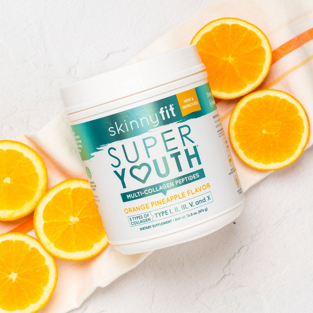 Skinnyfit Super Youth Orange Pineapple Multi-Collagen Peptides Supplement, 28 Servings