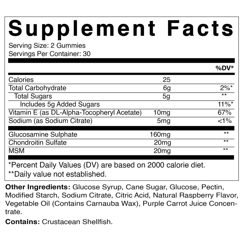 Vitamatic Glucosamine Chondroitin Gummies with MSM & Vitamin E - Joint Support - 60 Pectin Based Gummies