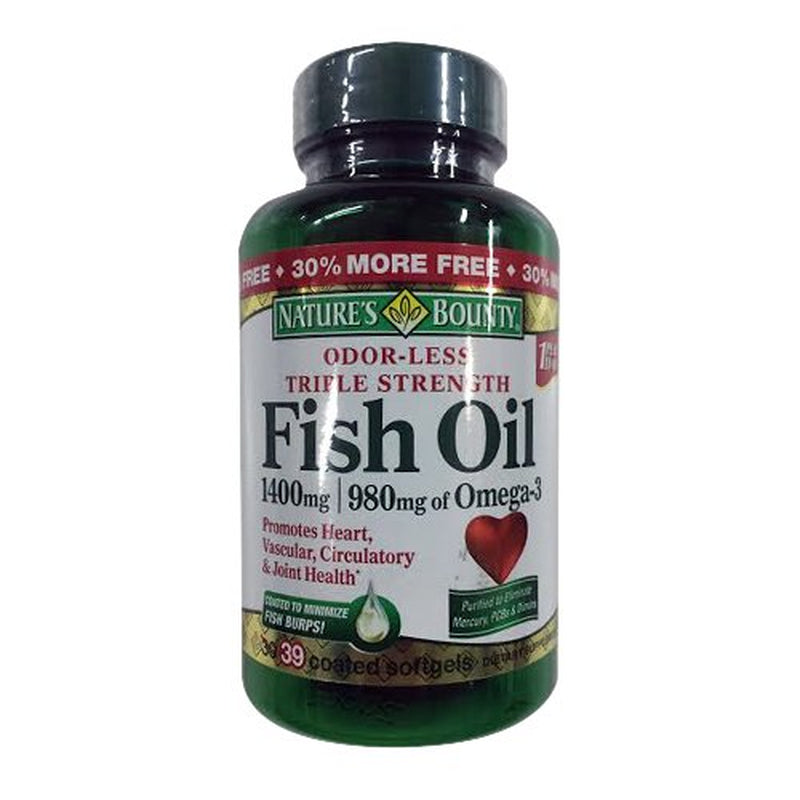 Natures Bounty Fish Oil 1400 Mg Softgels, Triple Strength - 39 Ea, 2 Pack