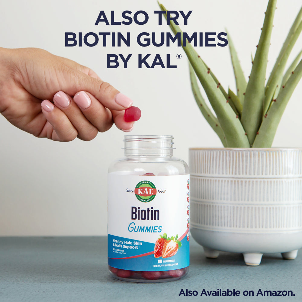 KAL Ultra Biotin 10,000 Mcg Activmelts | Healthy Hair Growth Formula, Skin & Nail Health Support | 60 Tablets