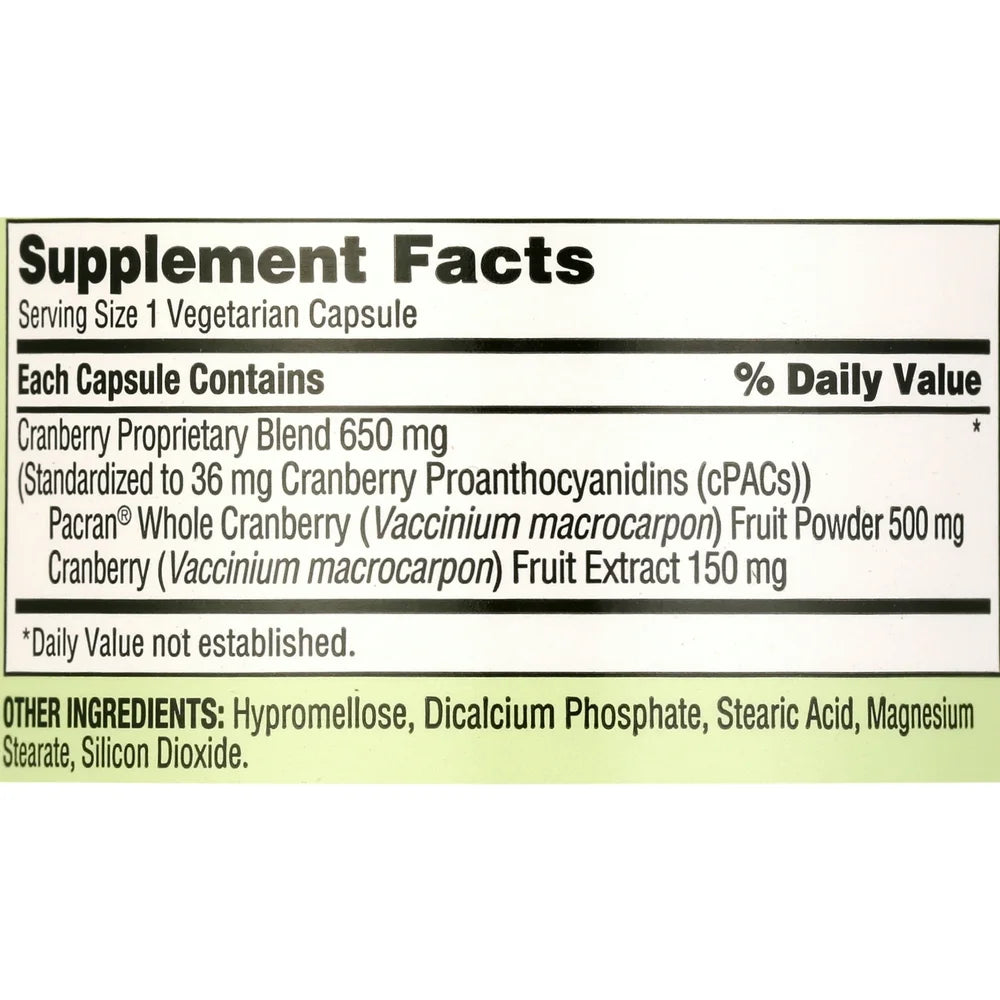 Trunature Cranberry 650 Mg., 140 Vegetarian Capsules