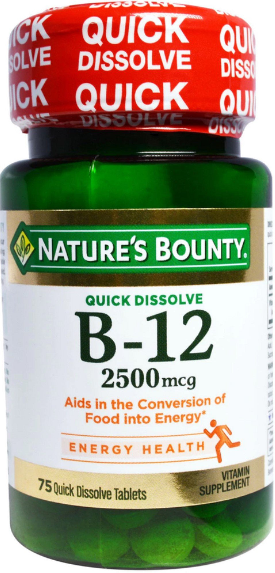 Nature'S Bounty Vitamin Quick Dissolve B-12 2500 Mcg Tablets, 75 Ea (Pack of 2)