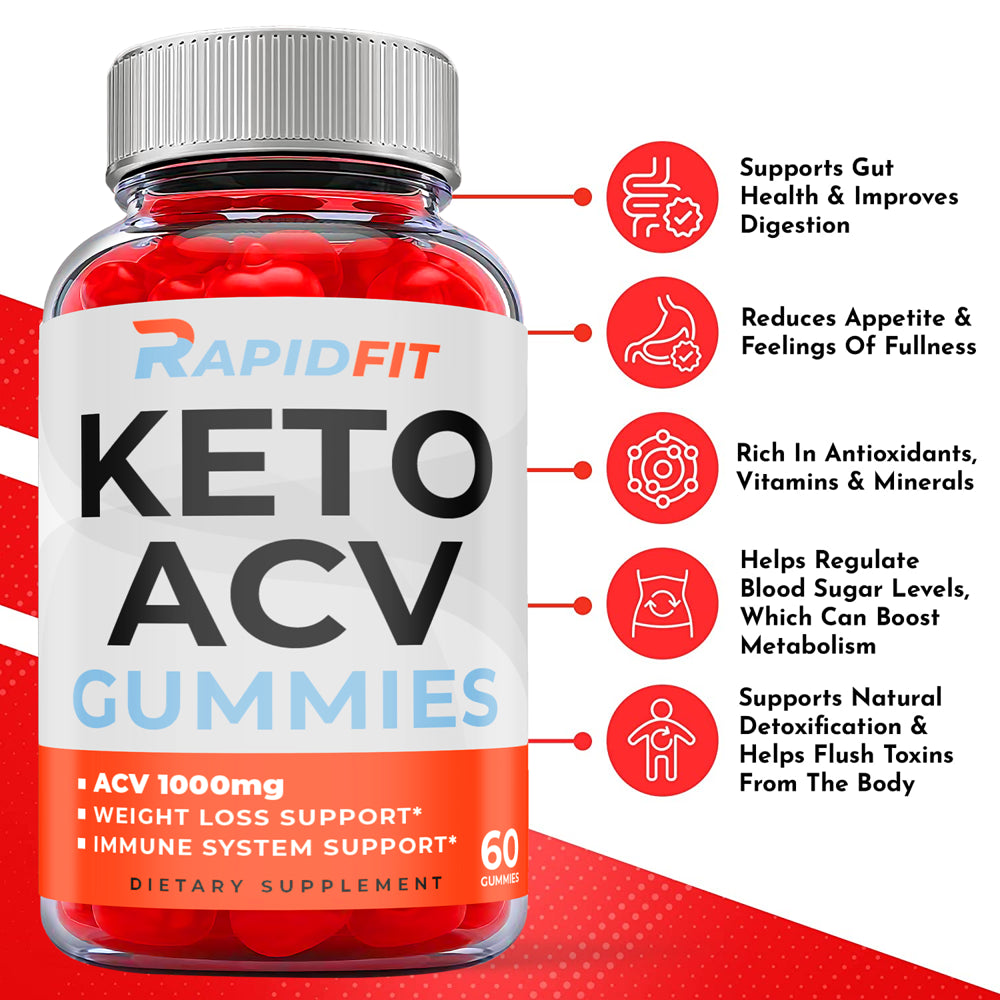 (2 Pack) Rapid Fit Keto ACV Gummies - Supplement for Weight Loss - Energy & Focus Boosting Dietary Supplements for Weight Management & Metabolism - Fat Burn - 120 Gummies