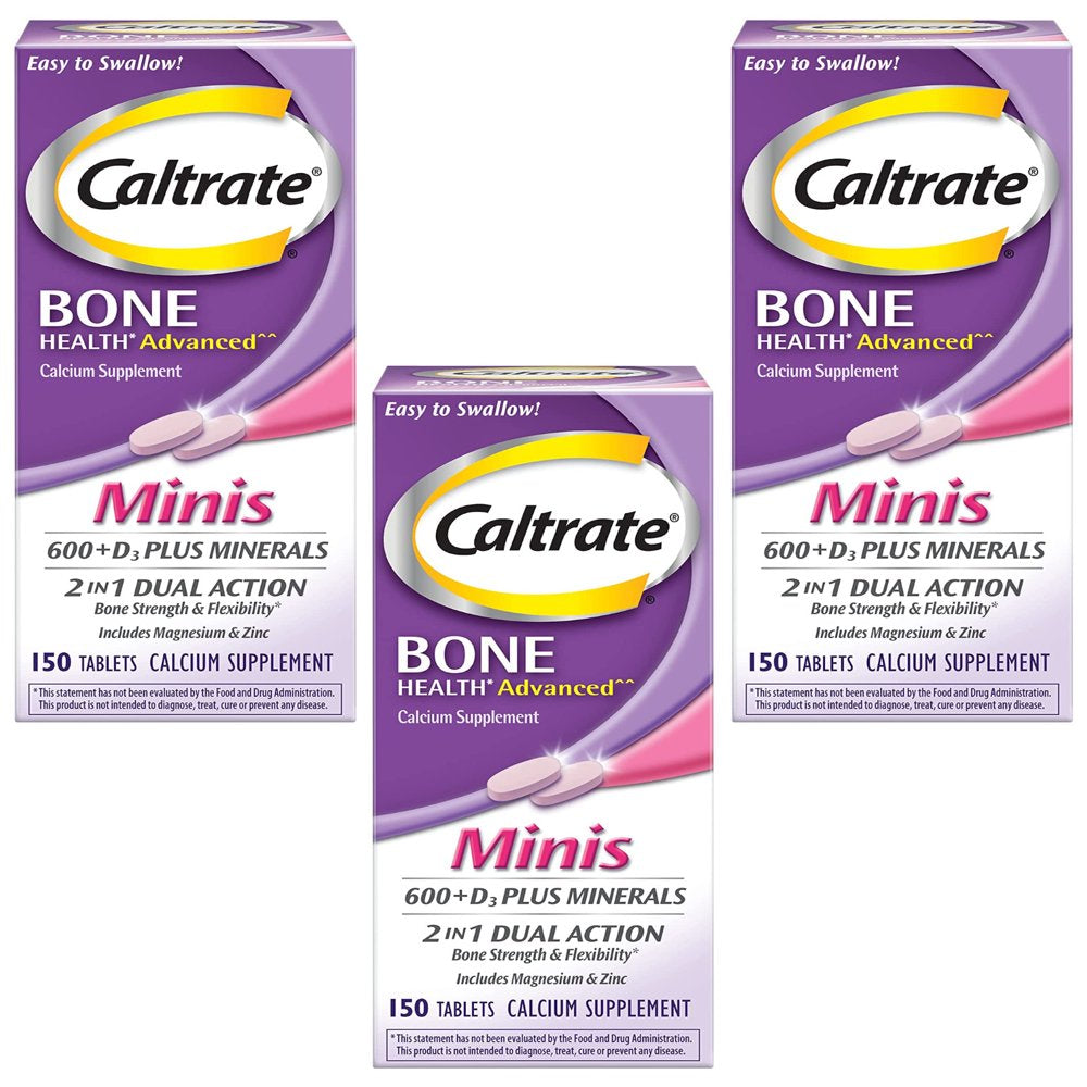 Caltrate Calcium & Vitamin D3 Supplement plus Minerals Mini Tablets, 150 Ea (Pack of 3)