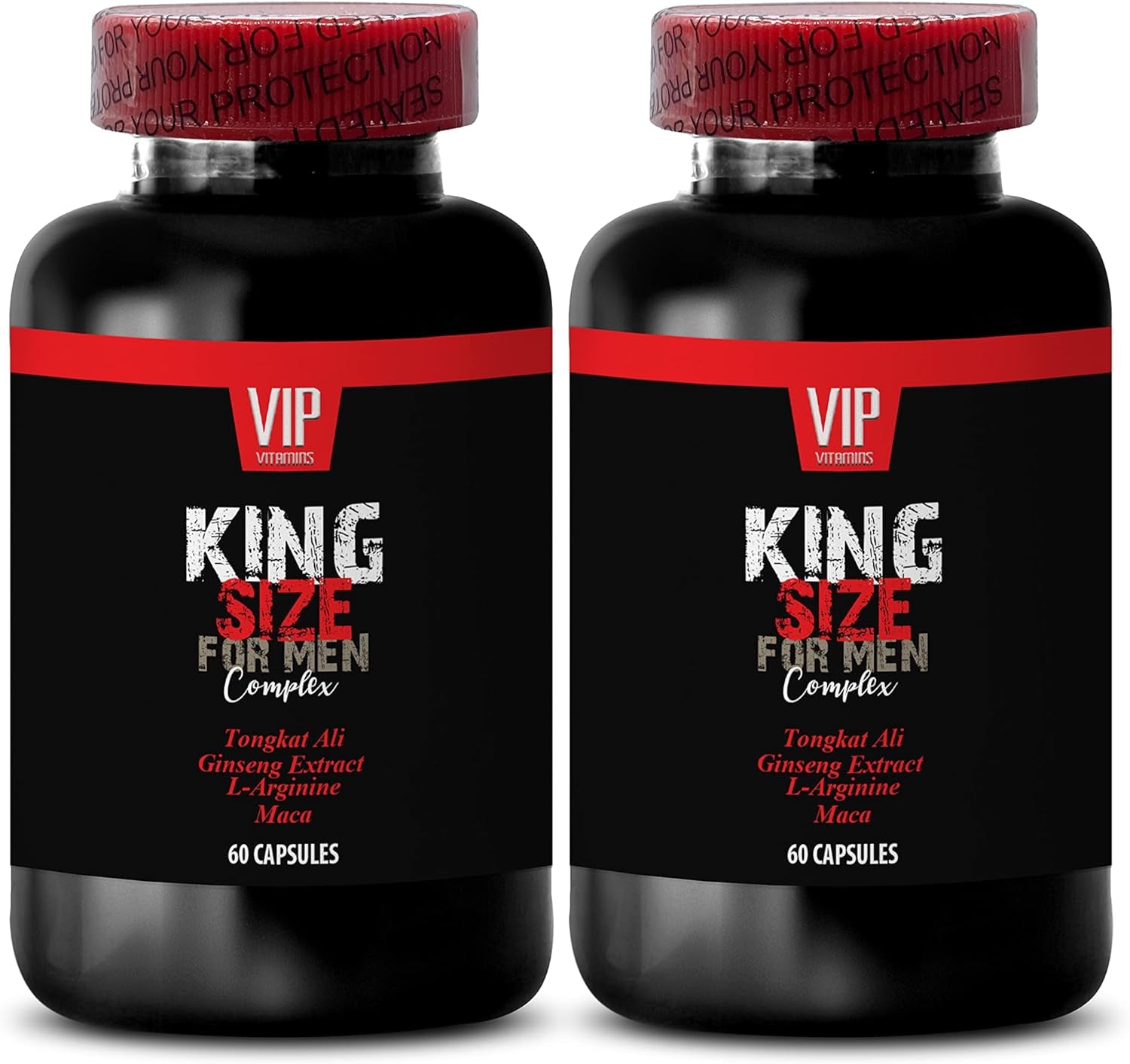 VIP VITAMINS Tongkat Ali Extract - King Size for Men Complex, Formulated with Tongkat Ali, L-Arginine, Ginseng, Maca - Tongkat Ali Root Extract, 2 Bottles (120 Capsules)