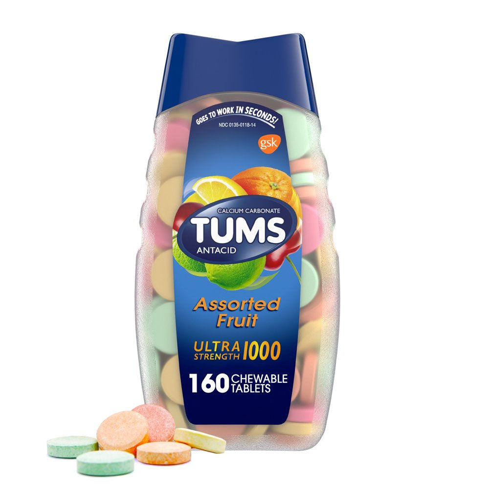 Tums Ultra Strength Assorted Fruit Chewable Antacid Medicine, 160 Ct