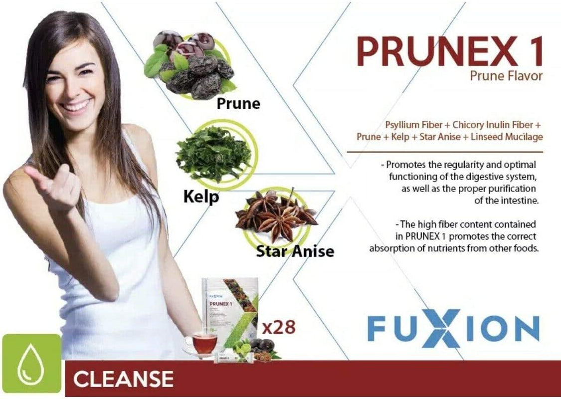 Fuxion Prunex 1 Herbal Tea for Colon Detox Cleanse, Reliable Overnight Relief from Constipation, Liberate the Transit in Your Digestive System(28 Sticks)