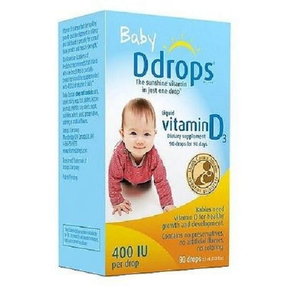 Baby Ddrops Liquid Vitamin D3 400 IU Dietary Supplement 90 Drops 2.5 Ml