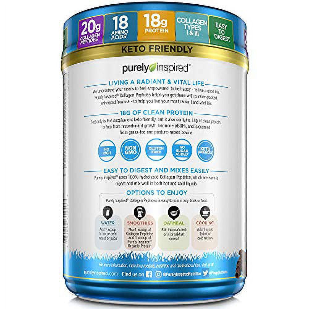 Purely Inspired Collagen Peptides Powder with Biotin, Chocolate, 1.26 Lbs, 23 Servings