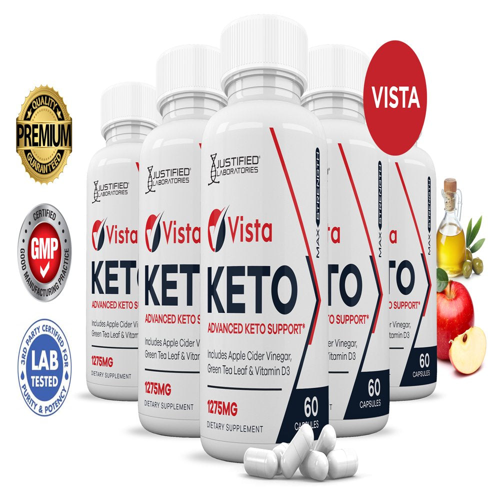 (5 Pack) Vista Keto ACV Pills 1275Mg Alternative to Gummies Dietary Supplement 300 Capsules