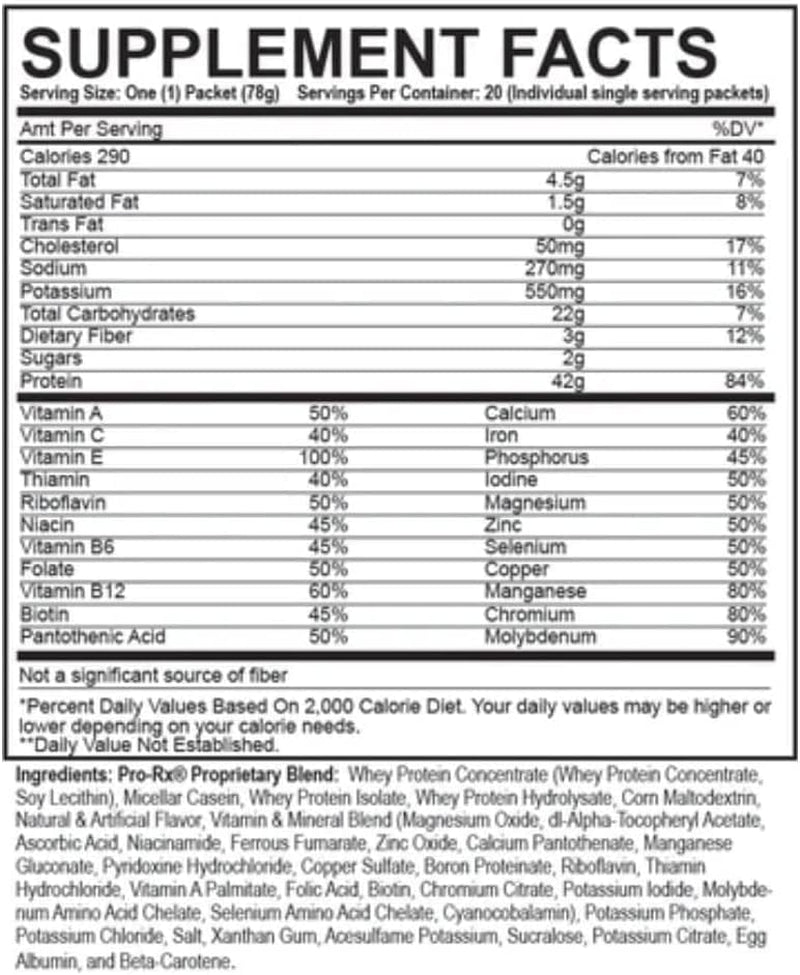 EAS Original MYOPLEX Maximum Muscle Builder - Meal Replacement Protein Mix - Double Rich Chocolate - 20 Individual Packets - Quality Protein Blend - 42G per Serving