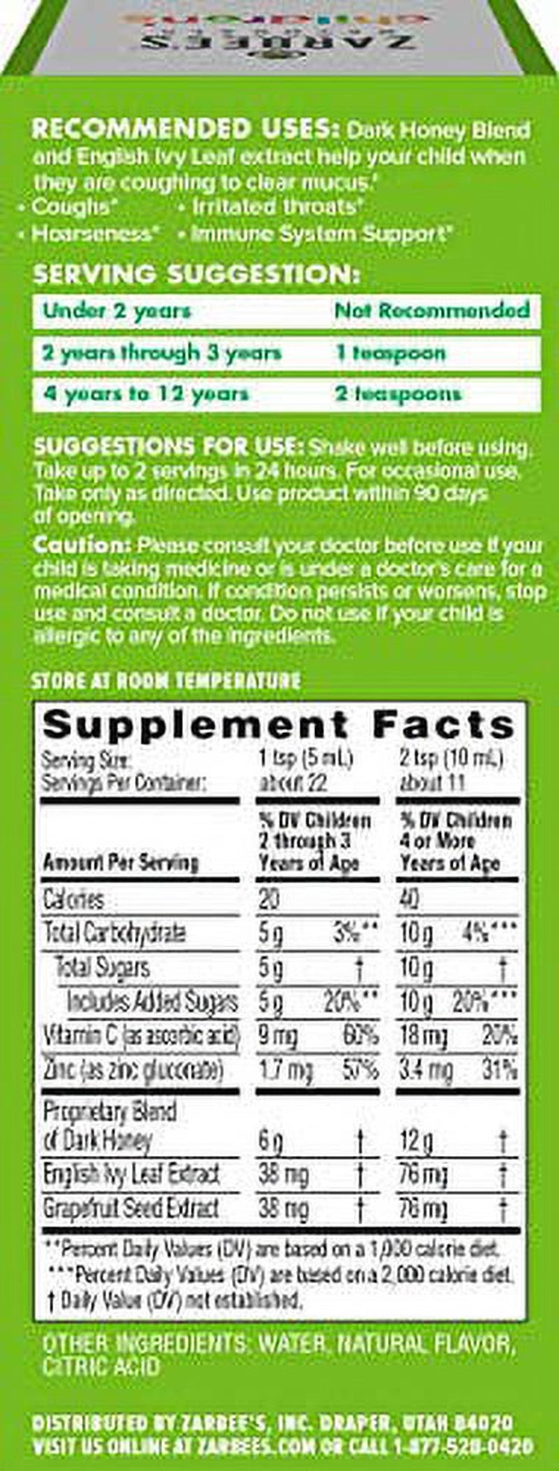 Zarbee'S Children'S Cough Syrup + Mucus Daytime, Grape 4Oz