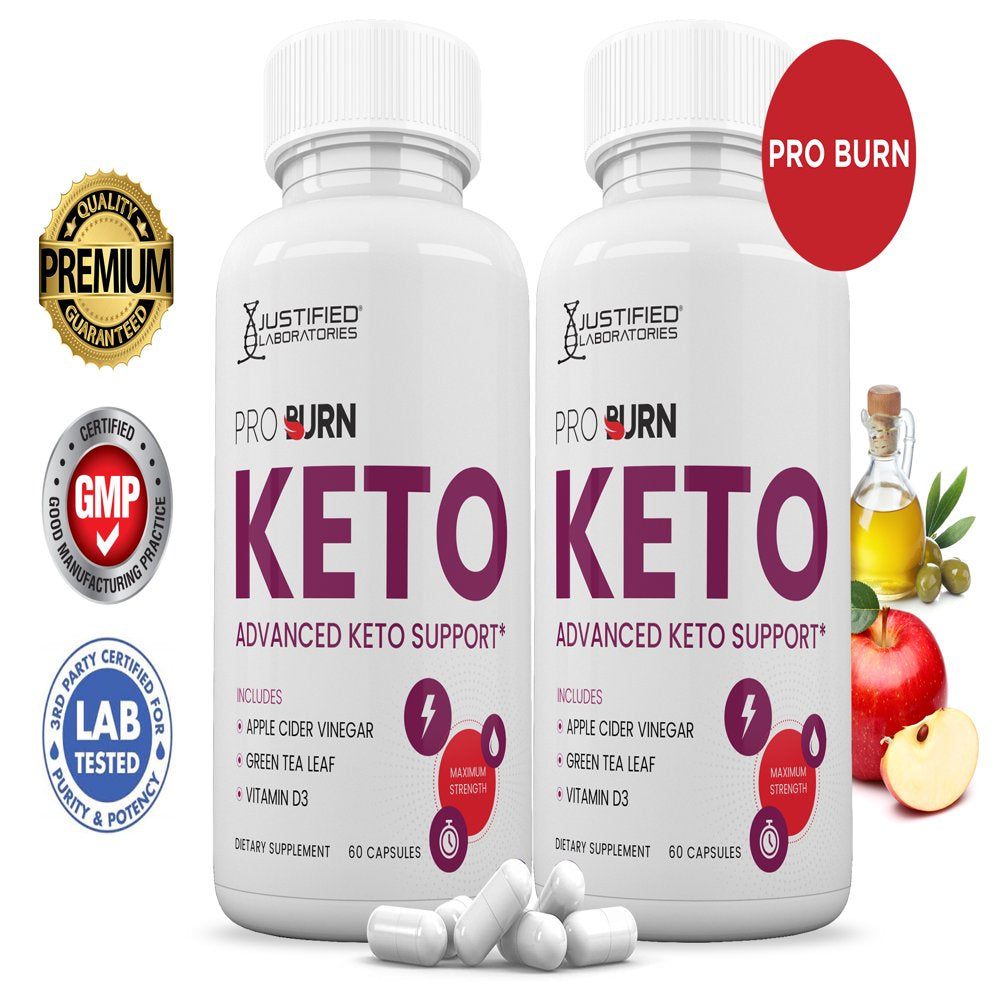 (2 Pack) Pro Burn Keto ACV Pills 1275Mg Alternative to Gummies Dietary Supplement 120 Capsules