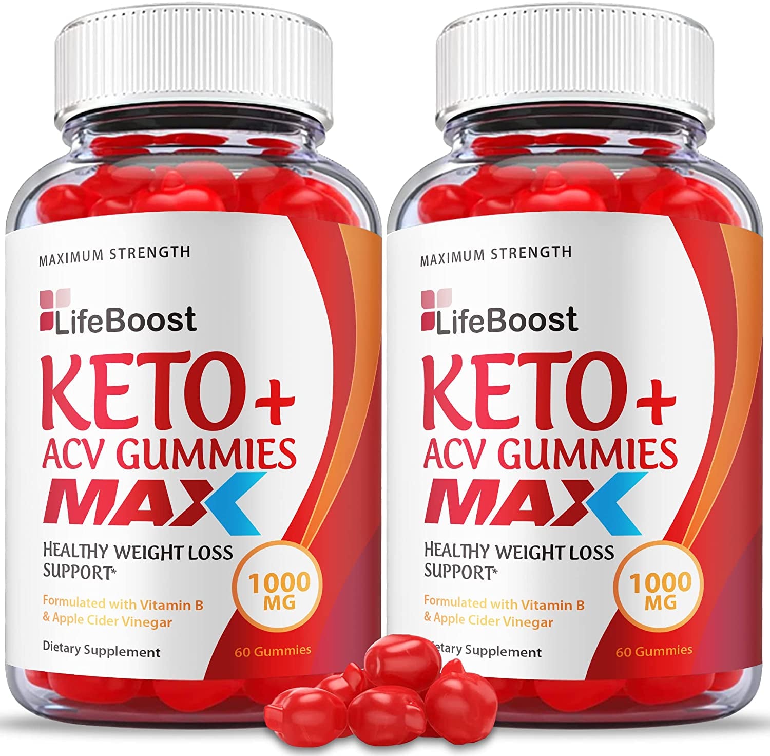 (2 Pack) Life Boost Keto Gummies, Max Strength, Lifeboost Keto ACV Gummies, Vegan Life Boost ACV Gummies Apple Cider Vinegar 1000Mg Formula, Weight Apple Loss Cider, Pomegranate, B12 (120 Gummies)