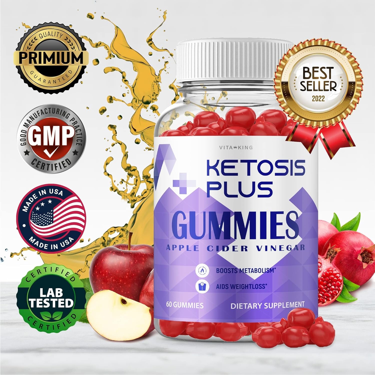 Vitaking (3 Pack) Ketosis plus Gummies Ketosis plus Gomitas Ketosis plus ACV Gummies Ketosis plus Gummy S (180 Gummeis)