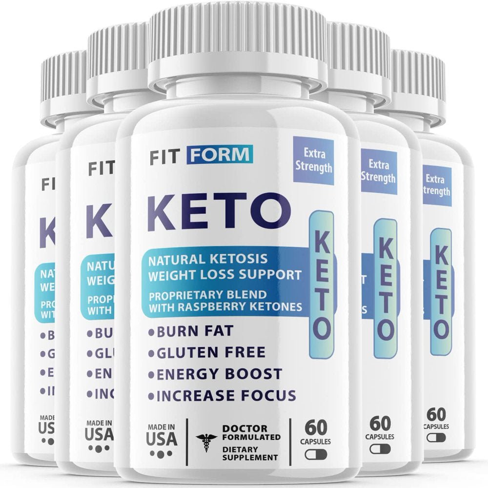 (5 Pack) Fit Form Keto - Supplement for Weight Loss - Energy & Focus Boosting Dietary Supplements for Weight Management & Metabolism - Advanced Fat Burn Raspberry Ketones Pills - 300 Capsules