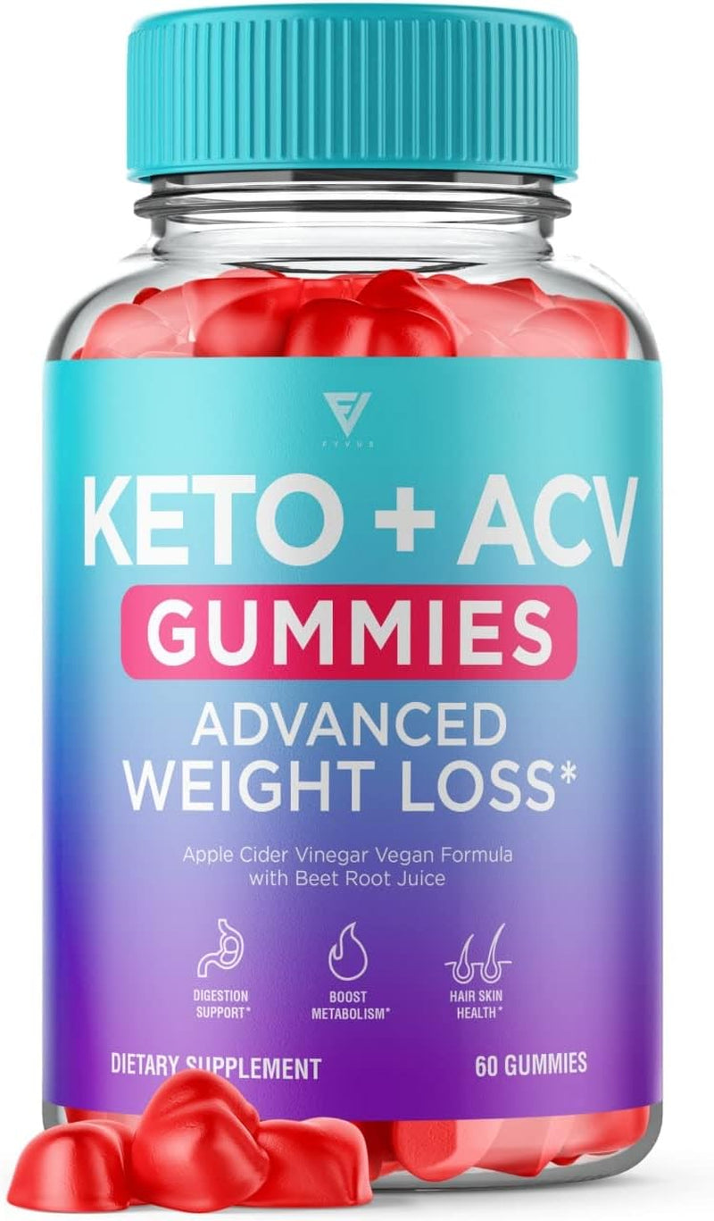 Keto ACV Gummies Advanced Weight Loss, ACV Keto Gummies Diet Belly Fat Folate Burner Apple Cider Vinegar B12 Supplement, Keto+Acv Detox Cleanse Vitamin Works Fast Folic Acid Beet Root (60 Gummies)