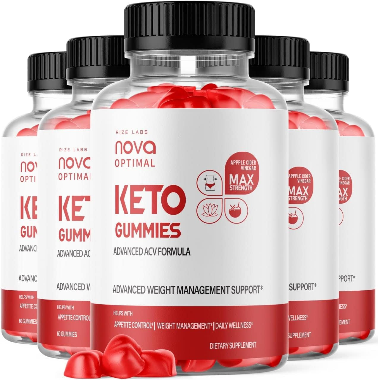 (5 Pack) Nova Optimal Keto Gummies Keto Gummies Advanced Apple Cider Vinegar Formula Nova Optimal Keto ACV Gummy (300 Gummies)