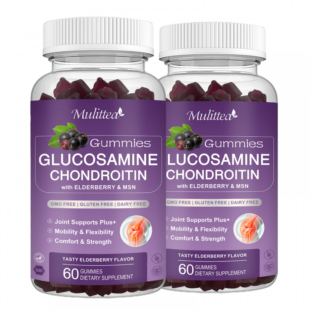 (2 Pack)Mulittea Glucosamine Chondroitin Gummies,With MSM & Elderberry,Joint Support Supplement Immune Support,120 Count