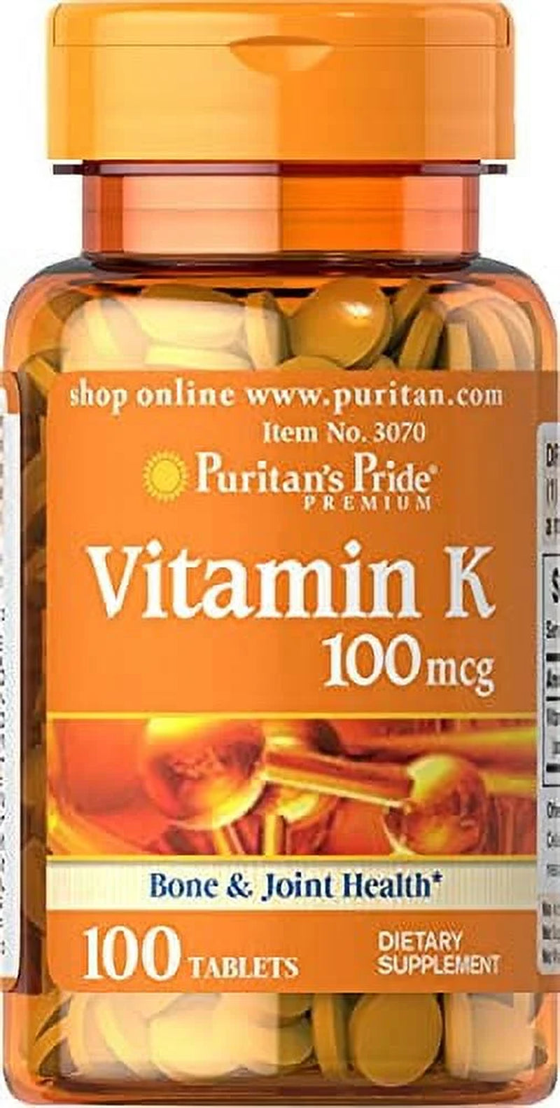 Vitamin K 100 Mcg Supports Bone and Joint Health, 100 Count by Puritan'S Pride