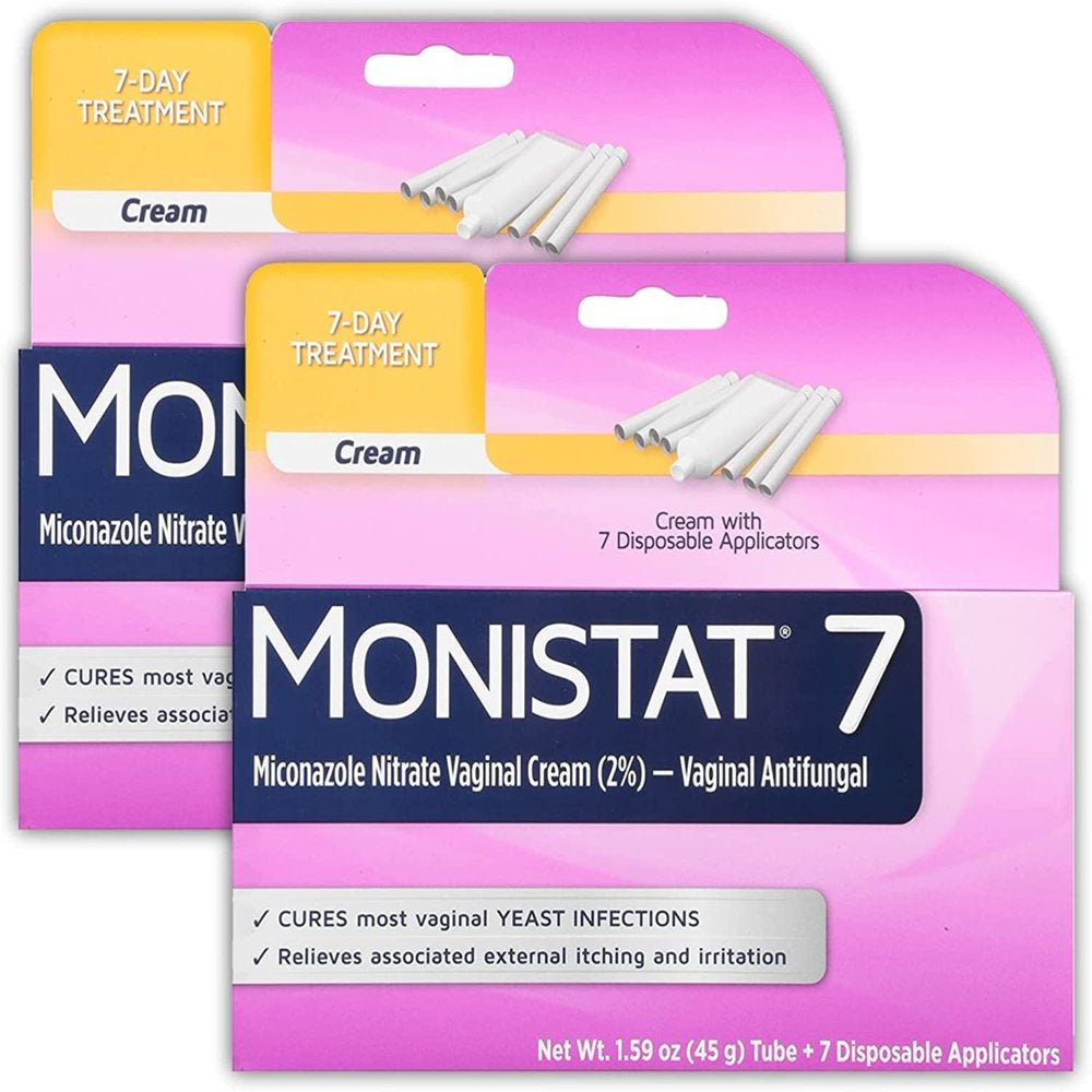 Monistat 7-Day Yeast Infection Treatment for Women, Cream with Disposable Applicators, 2 Pack