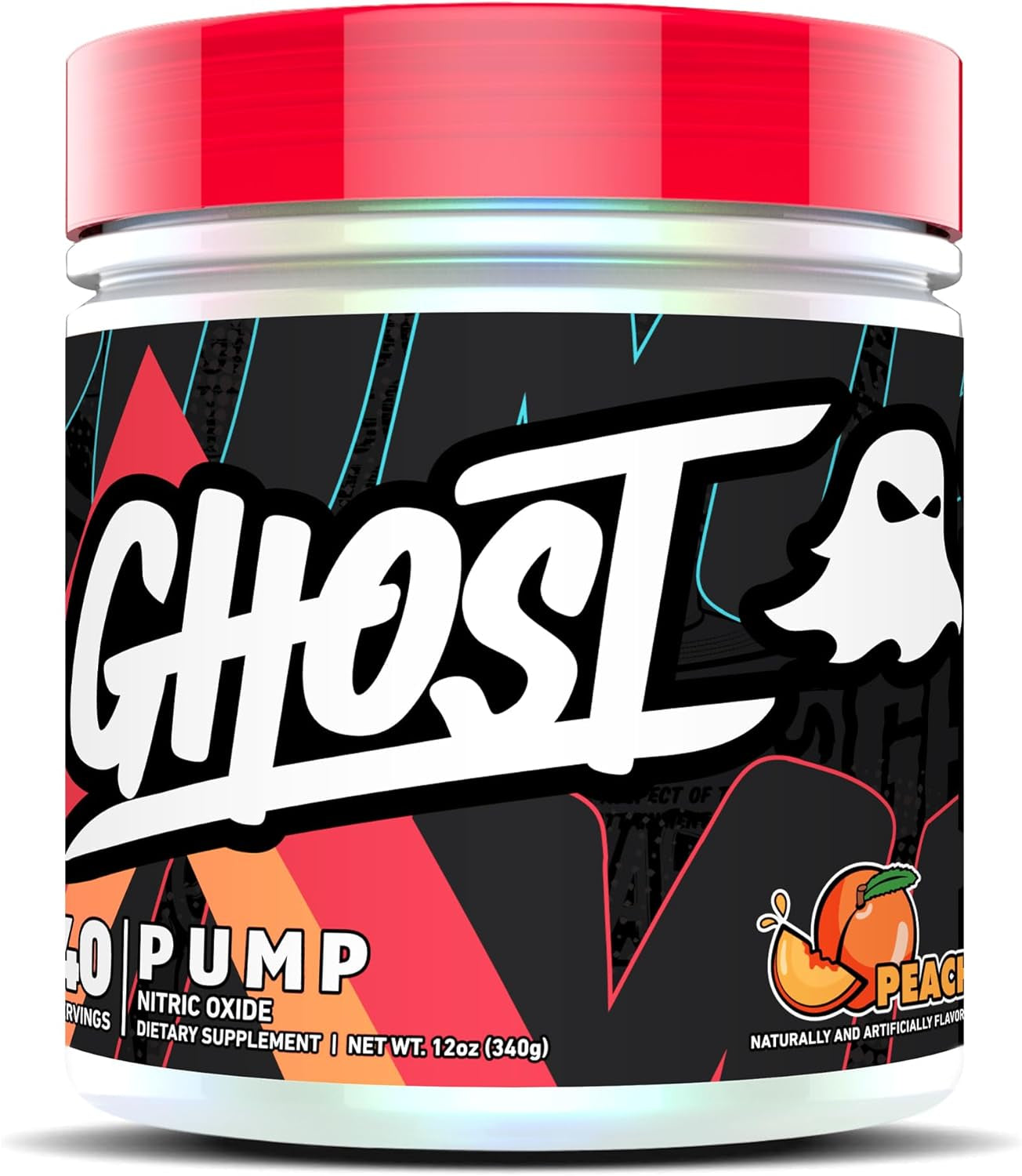 GHOST Pump Nitric Oxide Powder, Peach - 40 Servings - Sugar-Free & Stim-Free Pre-Workout Supplements - L-Citrulline, Arginine Nitrate & L-Glutathione - Soy & Gluten-Free, Vegan