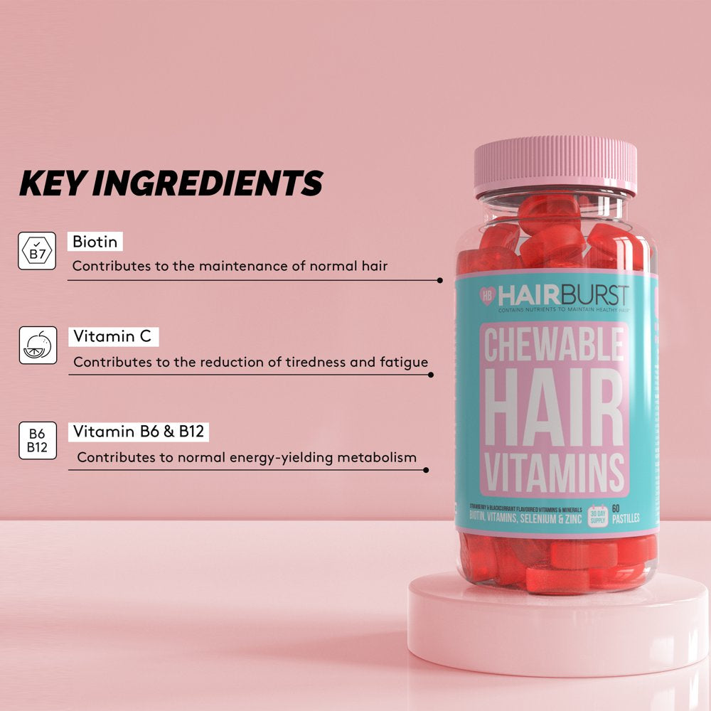 Vitamin Hair Gummies with Biotin for Longer & Thicker Hair - Added Zinc, Vitamin C & Selenium