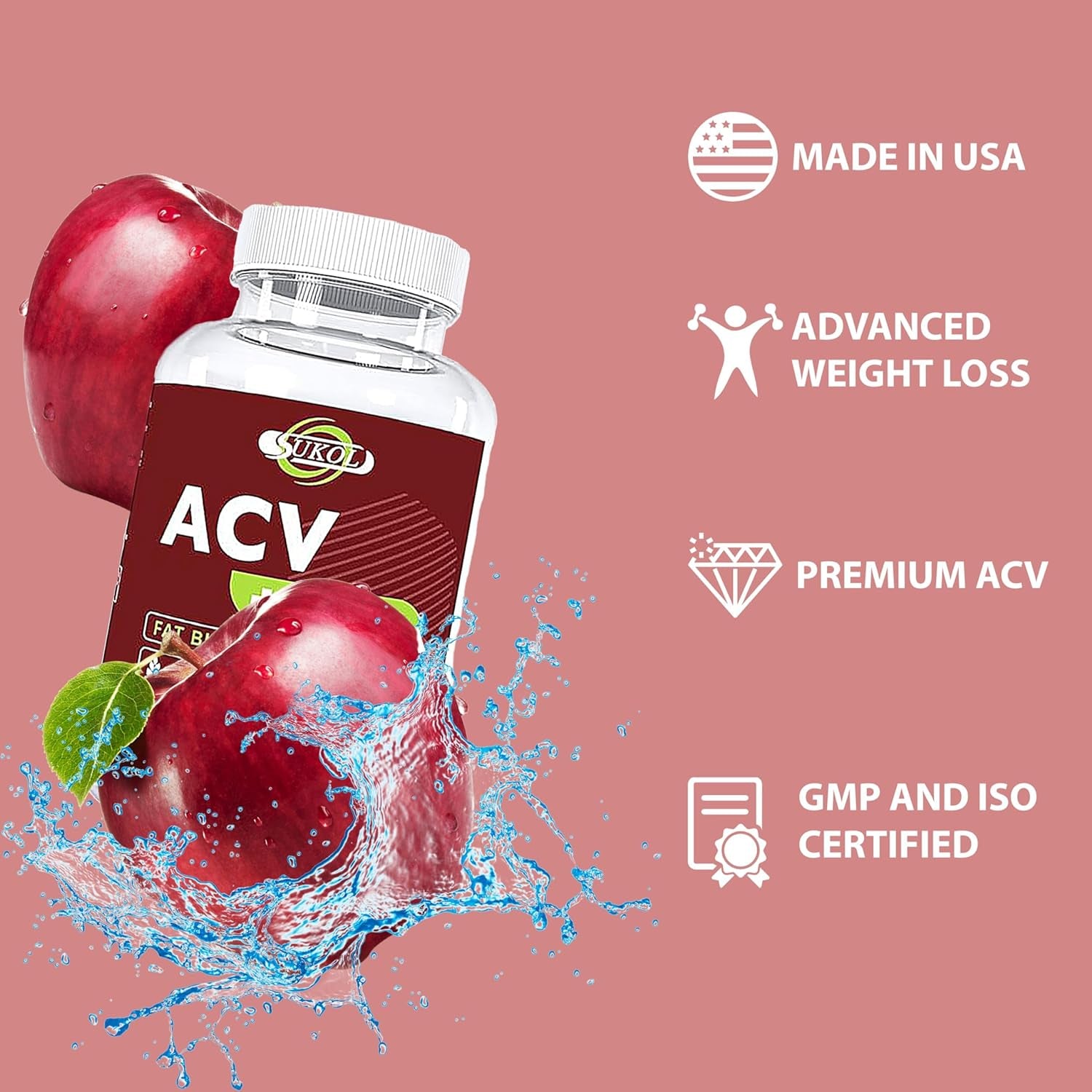 60 Counts Keto ACV Gummies Advanced Formula - Diet Gummies for Women & Men - Apple Cider Vinegar Gummies - MCT Oil, BHB