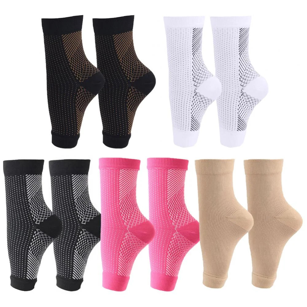 5 Pairs Socks Ankle Compression Sleeve Neuropathy Socks for Women or Men Ankle Support for Ankle for Swelling, Plantar Fasciitis,Sprain,Neuropath