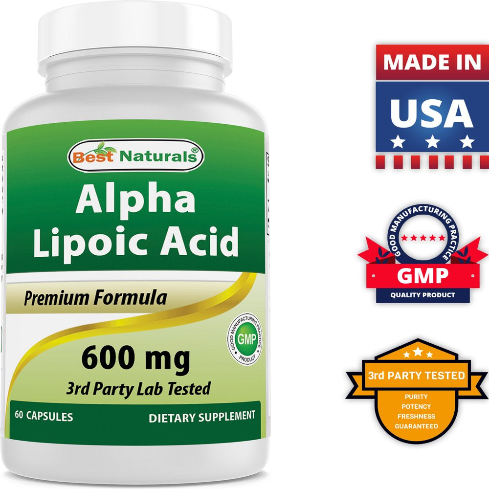 2 Pack Best Naturals Alpha Lipoic Acid 600 Mg 60 Capsules with Antioxidant