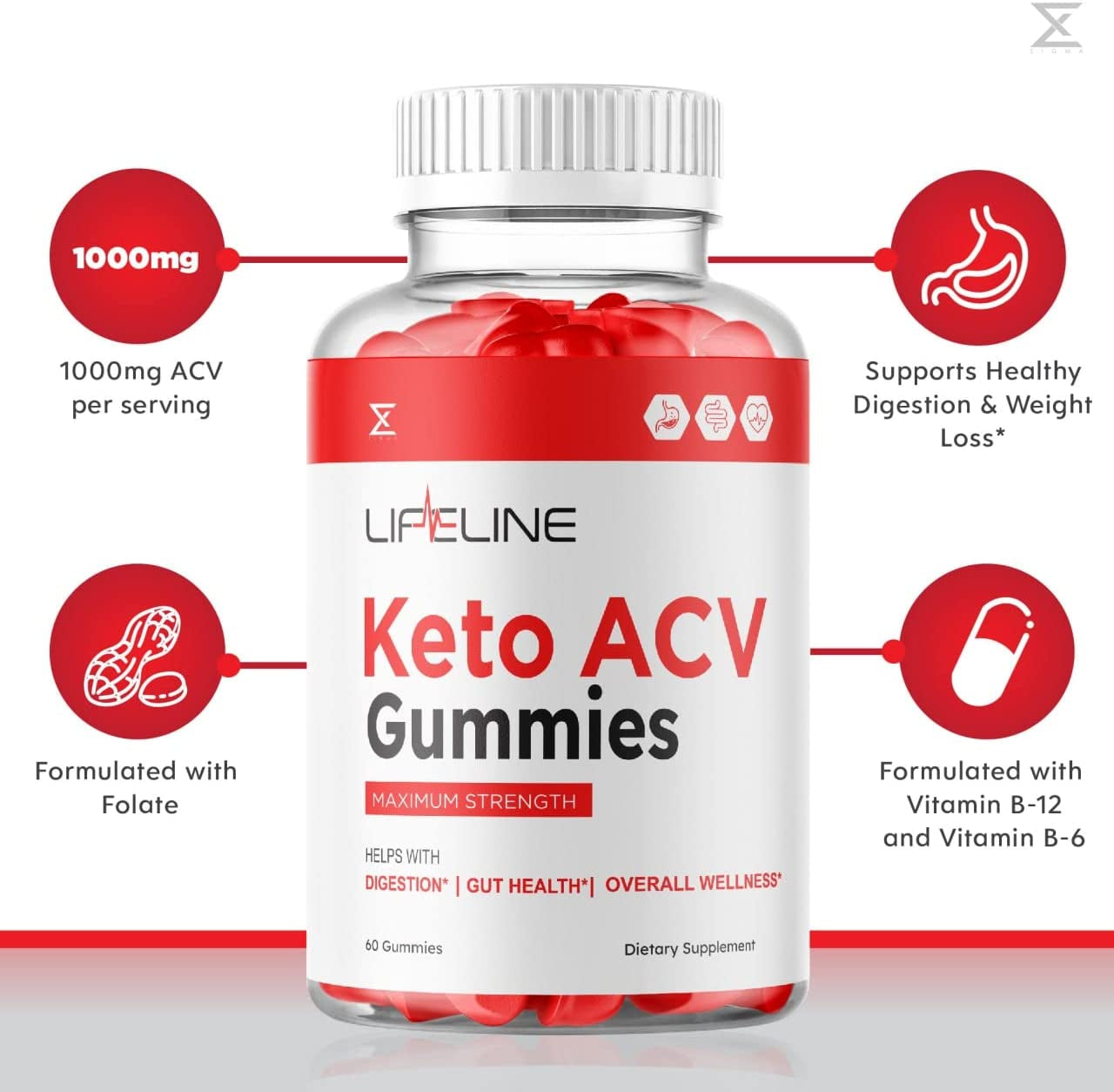 (5 Pack) Lifeline Keto Gummies - Lifeline Keto ACV Gummies Lifeline Keto + Apple Cider Vinegar Gummies Keto plus ACV Gummies for Advanced AVC Weight Max Strength Loss Gumnies Men Women (300 Gummies)