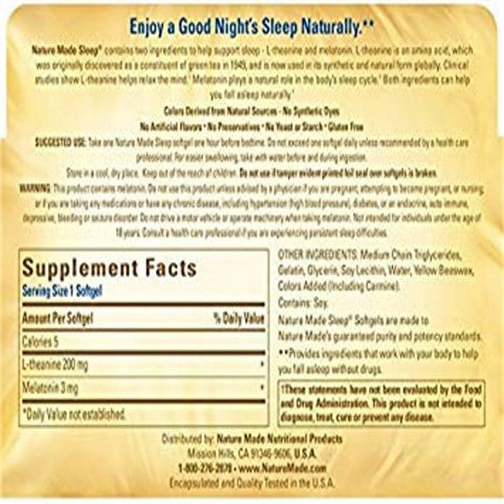 Nature Made Natural Sleep Aid Liquid Softgels 30 Ea (Pack of 3)