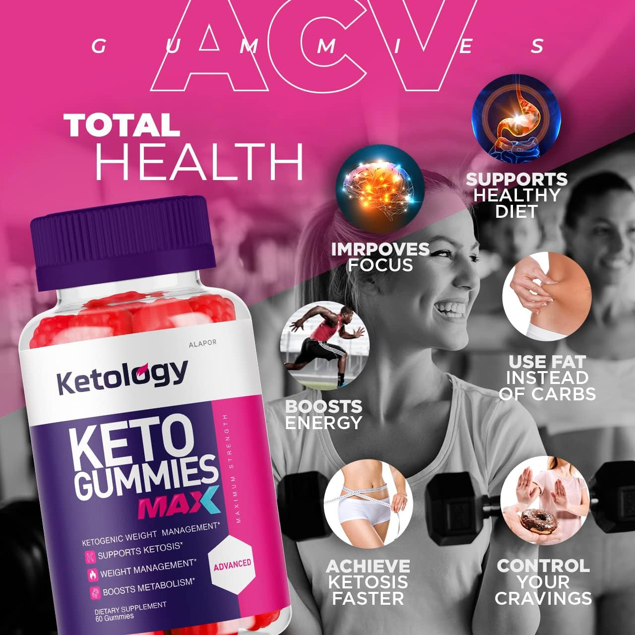 (2 Pack) Ketology Keto Max ACV Gummies - New Ketologygummies Max Advanced Apple Cider Vinegar Gummys, Shark, Max Ketologie + Gummy S for 60 Days Supply