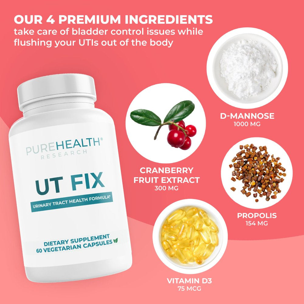 UT Fix D Mannose with Cranberry Supplement for Uti & Urinary Tract Health by Purehealth Research