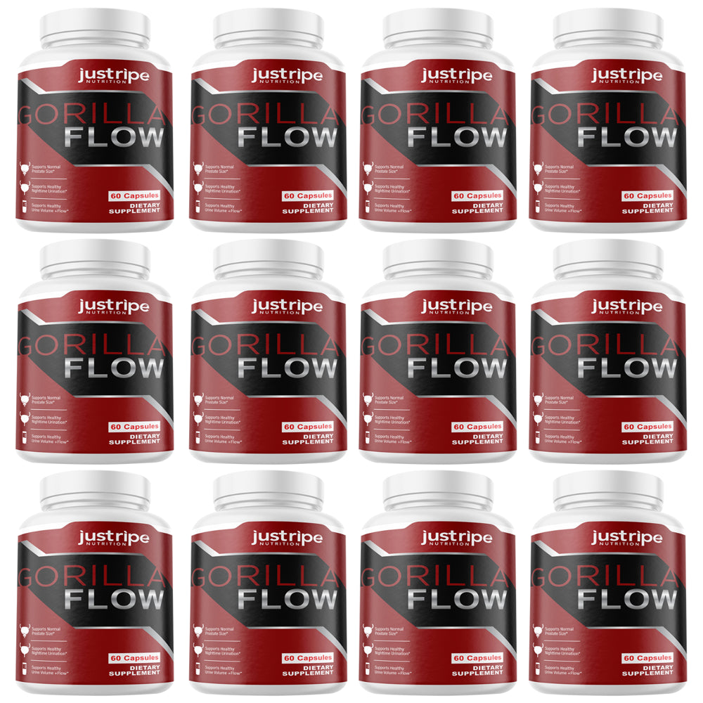 12 Pack Gorilla Flow Capsules Extra Strength Mens Supplement- 60 Capsules