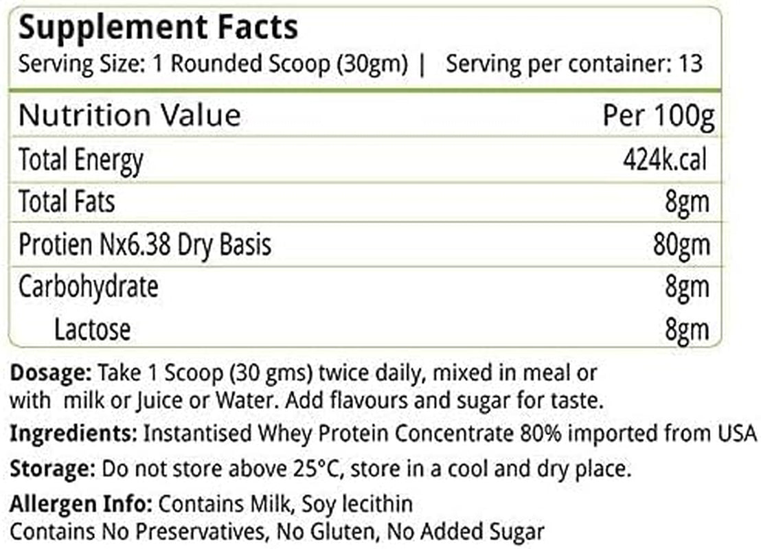 PUB Natures Velvet Lifecare, NVPRO, 100% Whey Protein, 400Gms, Natural and Vegetarian - Pack of 1