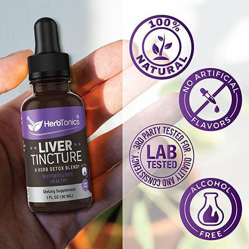 Livertincture Liver Cleanse Detox & Repair | 8 Herb Liquid Blend Supplement for Healthy Liver | Natural Antioxidants with Milk Thistle, Dandelion + Ginger Root | 30 Servings