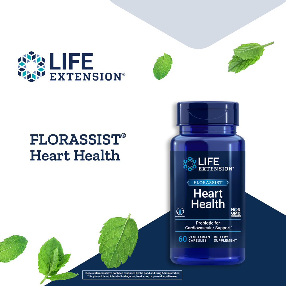 Life Extension FLORASSIST® Heart Health - Probiotic Supplement for Heart Health - Gluten-Free, Non-Gmo - 60 Vegetarian Capsules