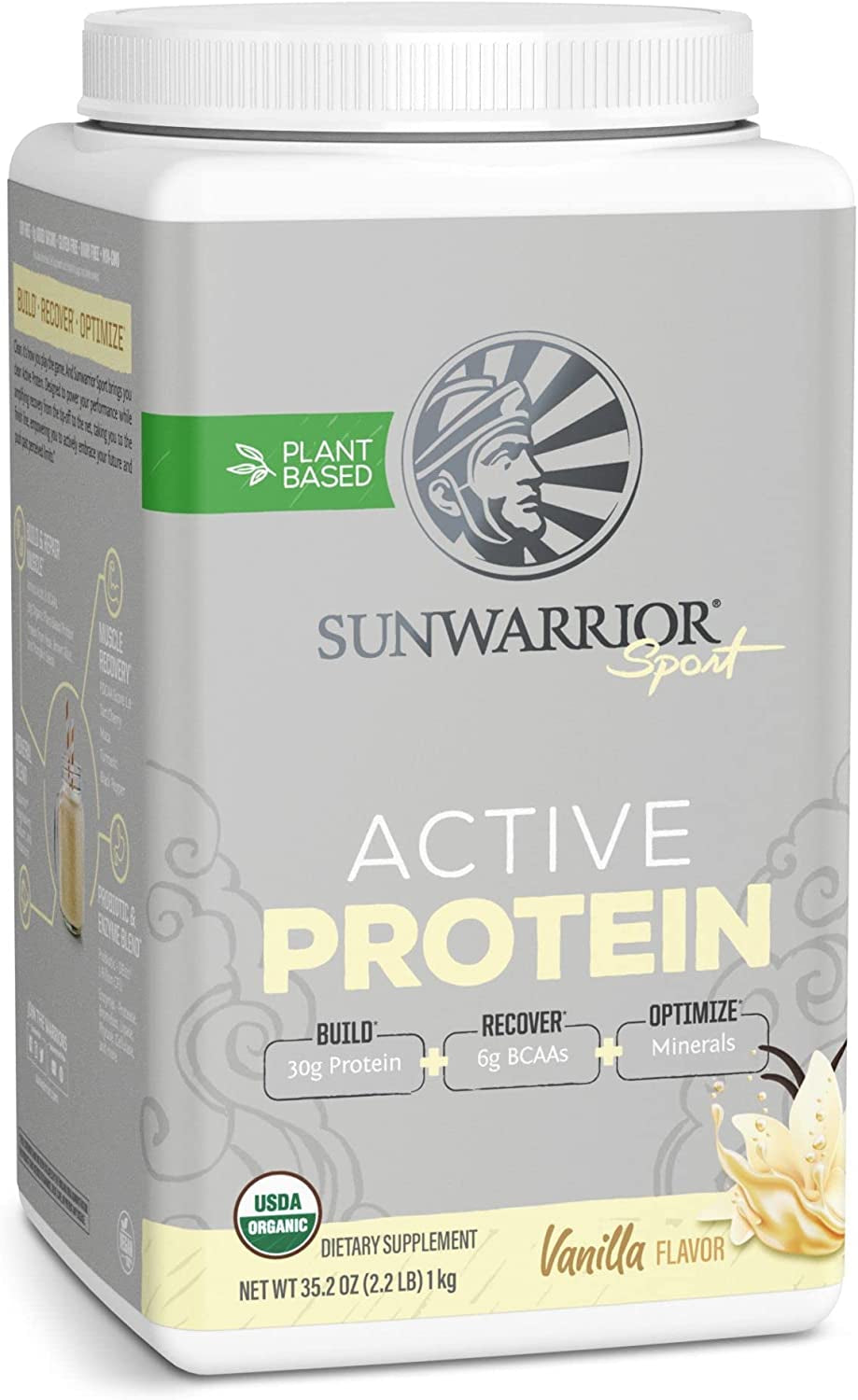 Sunwarrior Vegan Active Protein Powder High Performance Sugar Free Plant Based Protein Powder Post Workout Recovery Drink for Athletes