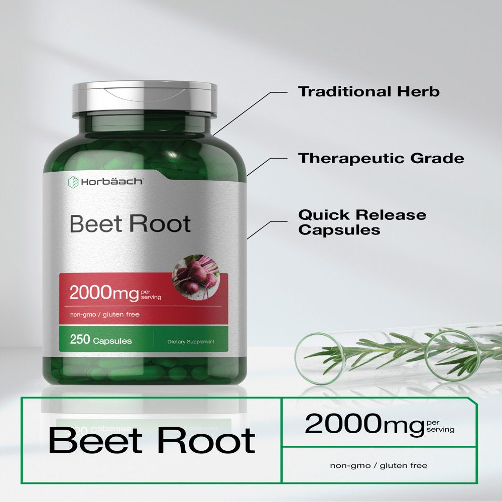 Beet Root Capsules 2000Mg | 220 Pills | Non-Gmo and Gluten Free | by Horbaach