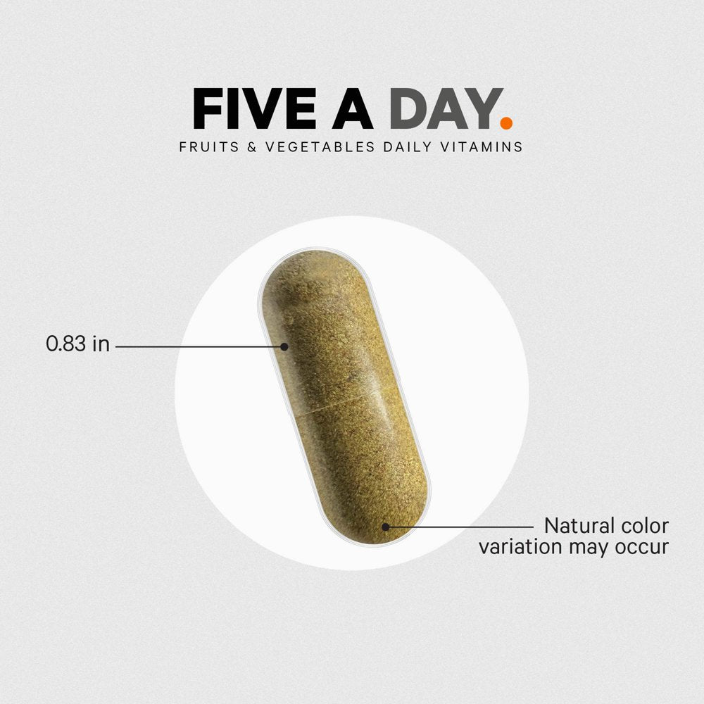 Codeage Instantfood Five a Day, 15 Fruits & Vegetables All-In-One Capsule, Whole Food Vegan Blend, 30 Ct