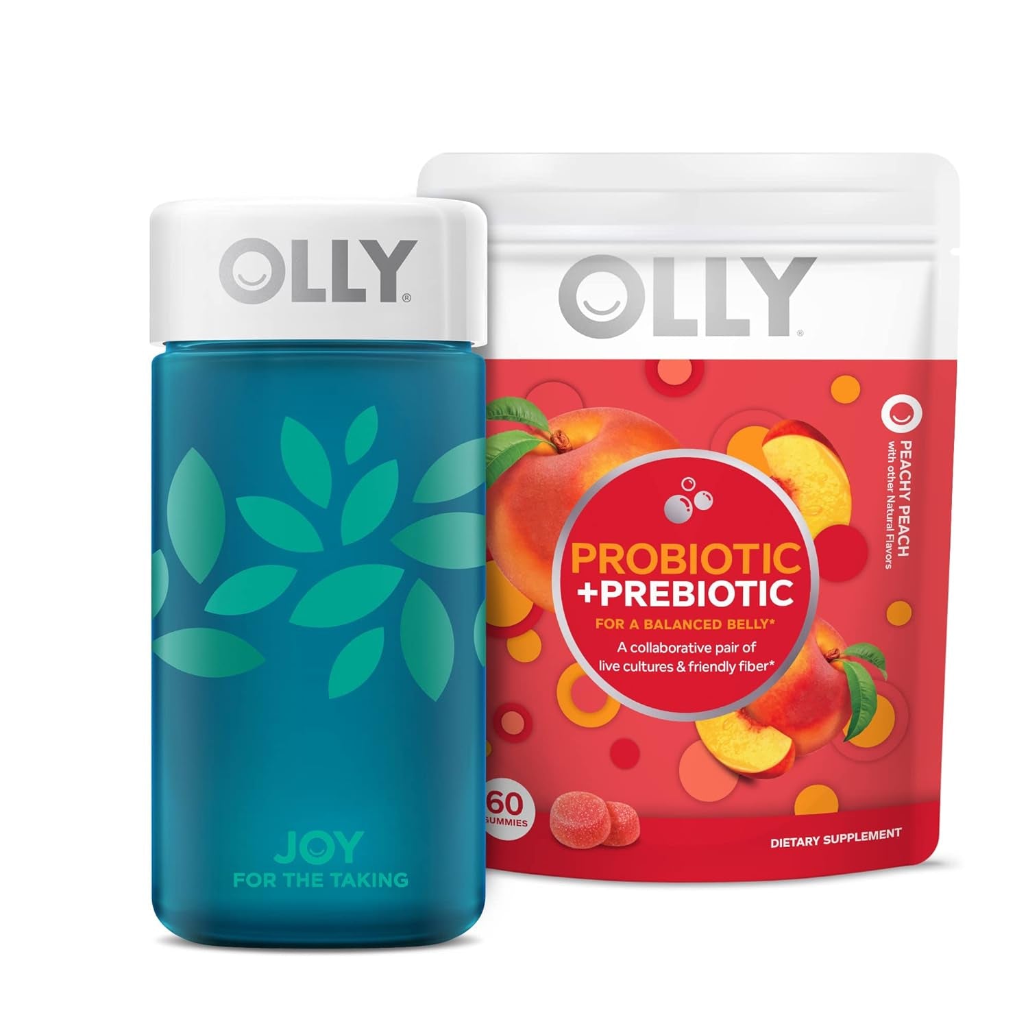 OLLY Gift Set, Probiotic + Prebiotic plus Refillable Joy Jar