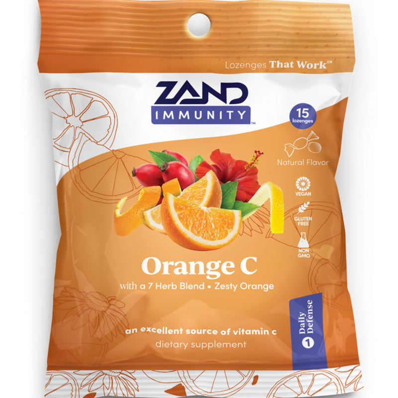 Zand Immunity Orange C Herbalozenge | Vitamin C Throat Drops W/ Soothing Herb Extracts | Non-Gmo (15 Lozenges)