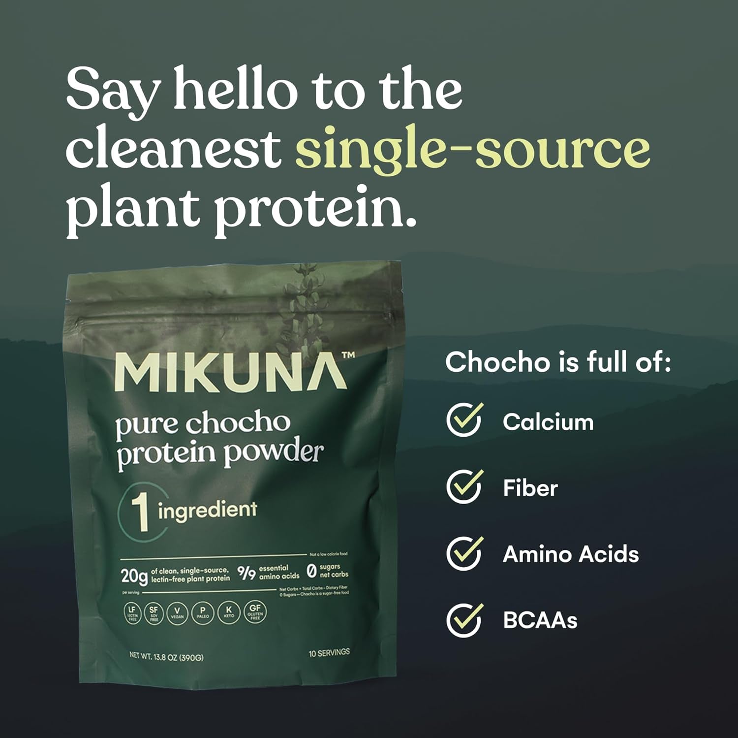 Vegan Protein Powder (Unflavored, 10 Servings) - Plant Based Chocho Superfood Protein - Dairy Free Protein Powder Packed with Vitamins, Minerals & Fiber - Gluten, Keto & Lectin-Free