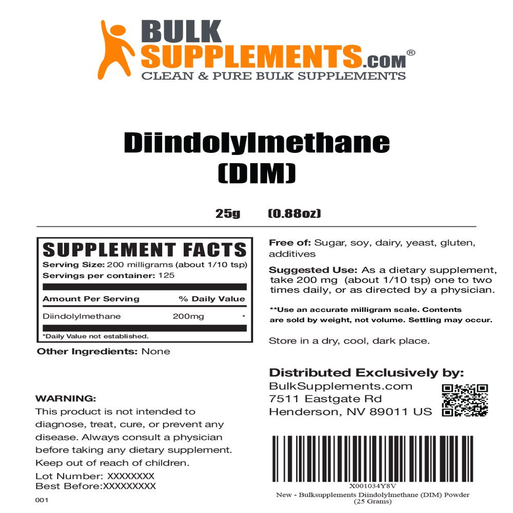 Bulksupplements.Com Diindolylmethane (DIM) Powder - Androgen Blocker - DIM Supplement (25 Grams - 0.9 Oz)