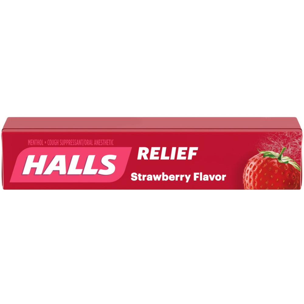 HALLS Relief Strawberry Menthol Flavor, 20 Packs of 9 Drops (180 Total Drops)