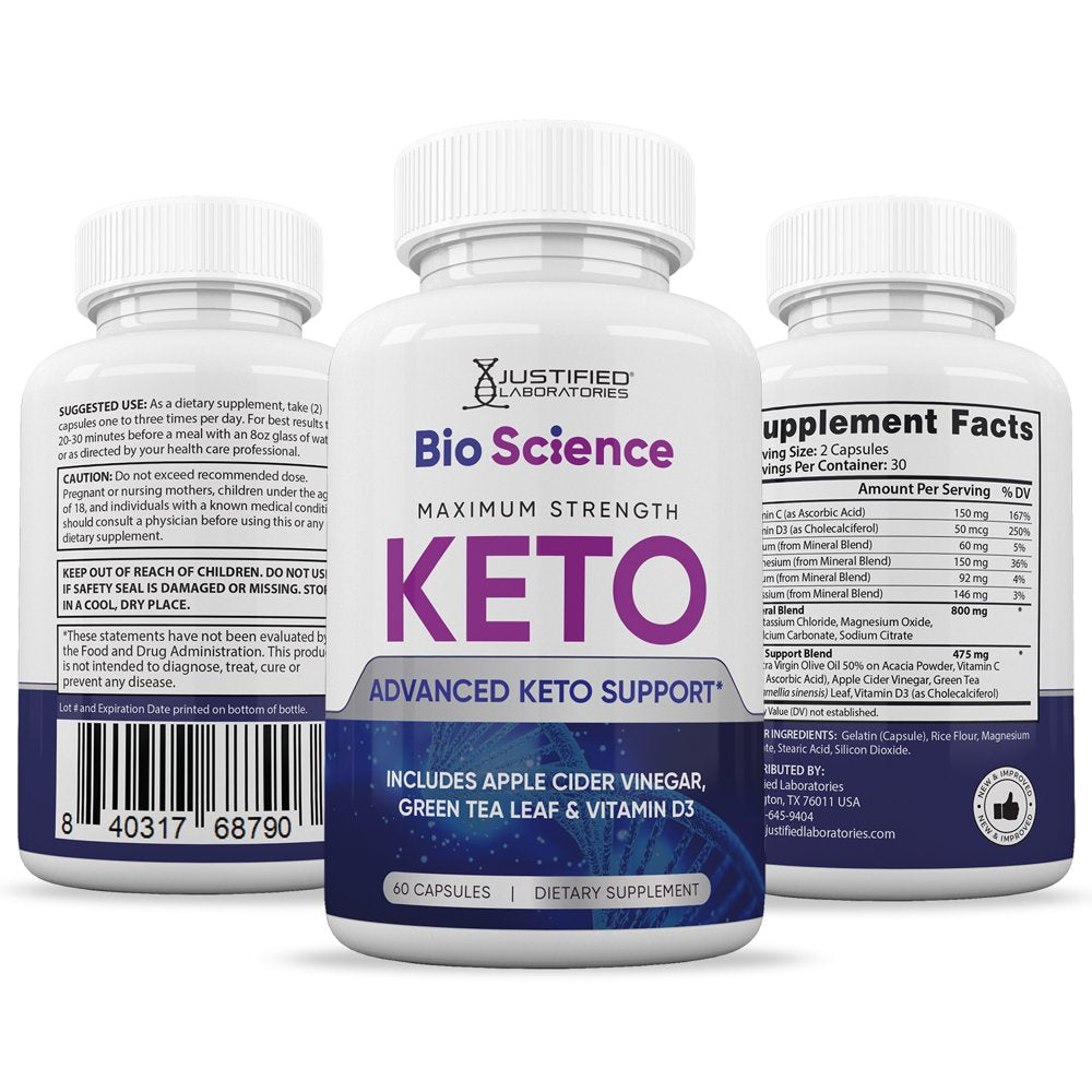 (2 Pack) Bio Science Keto ACV Pills 1275Mg Dietary Supplement 120 Capsules