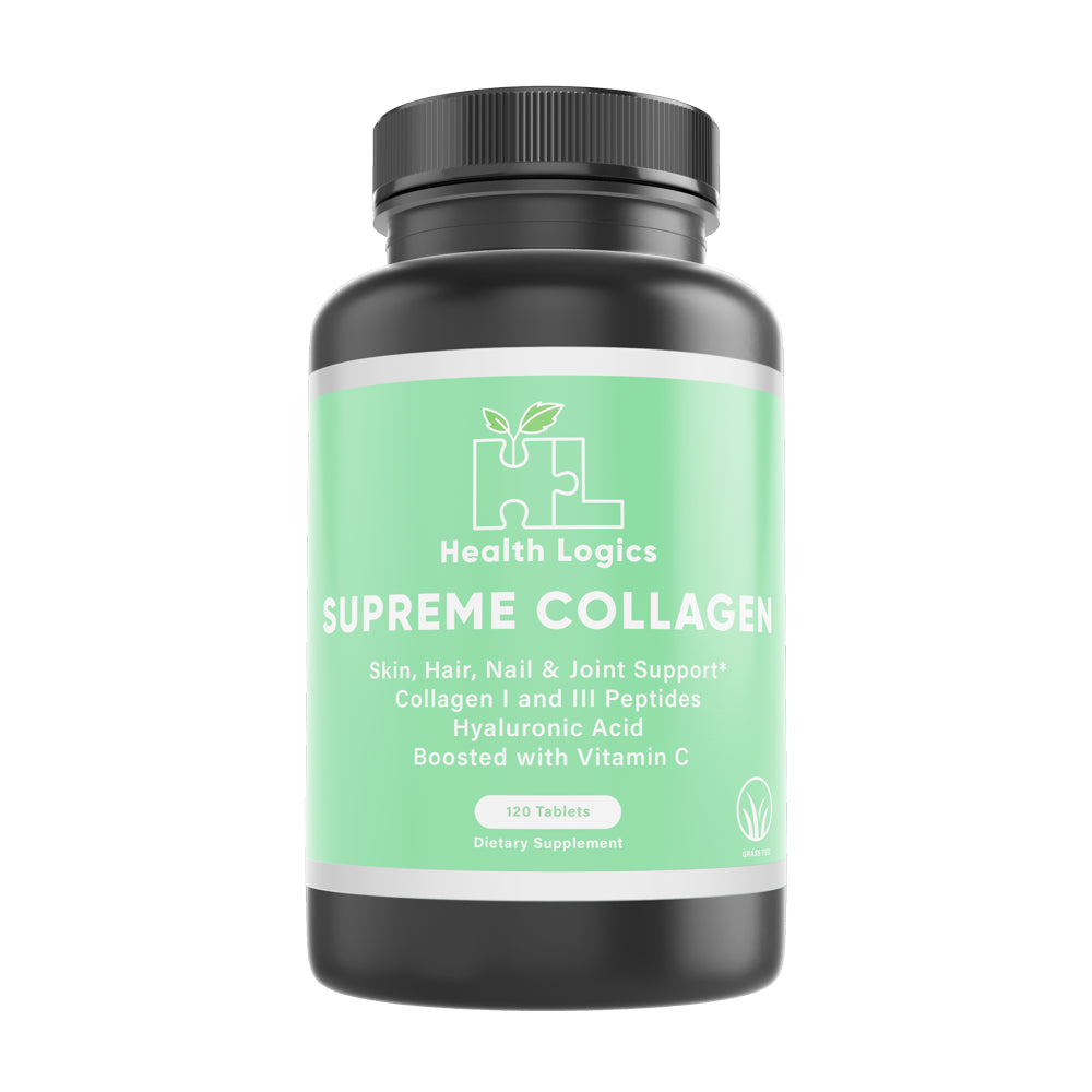 Health Logics Youthful! | Collagen Peptides Types 1 and 3 with Hyaluronic Acid and Vitamin C | Anti-Aging Collagen Pills for Healthy Joints & Skin | 120 Collagen Tablets